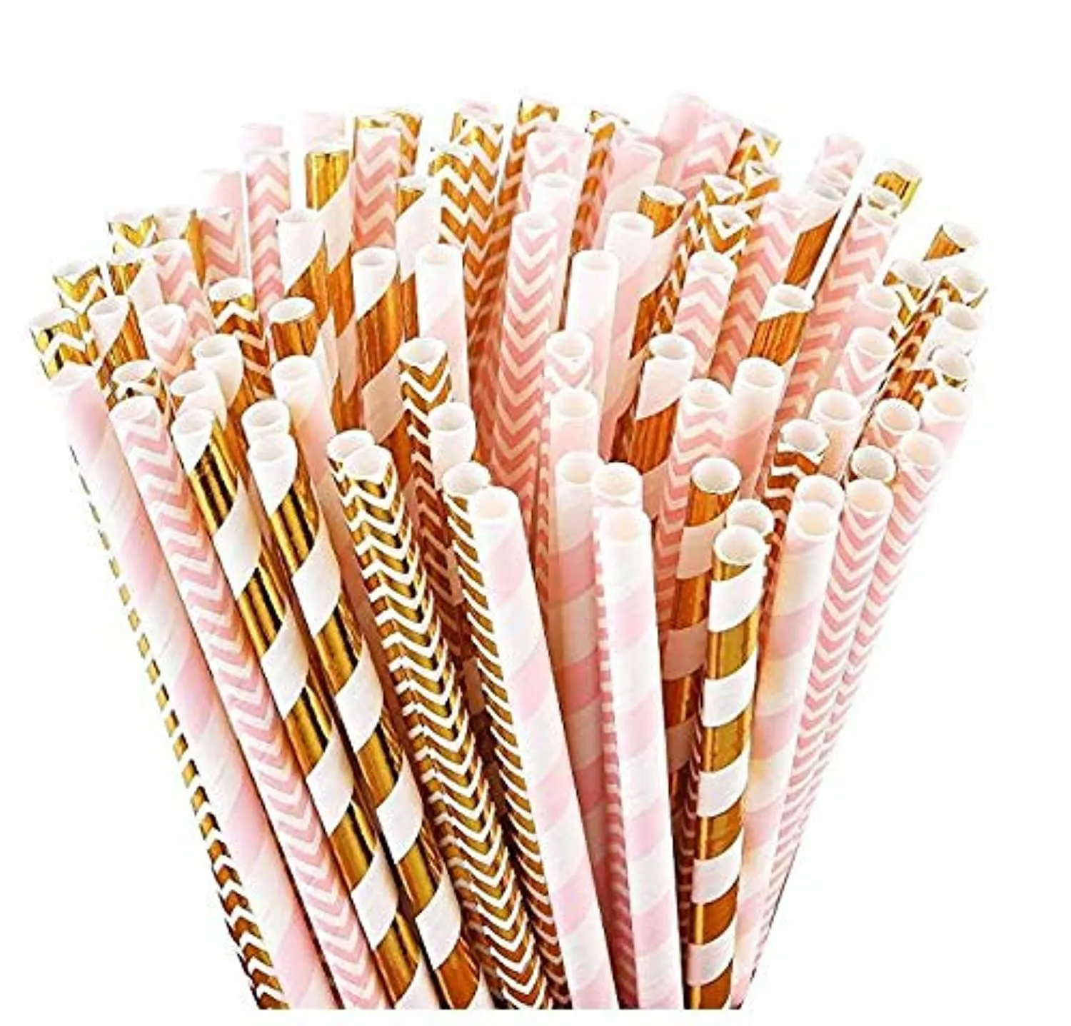 pink gold paper straws 1