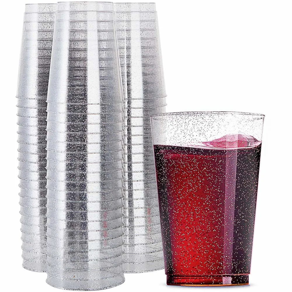 plastic cups silver glitter 1