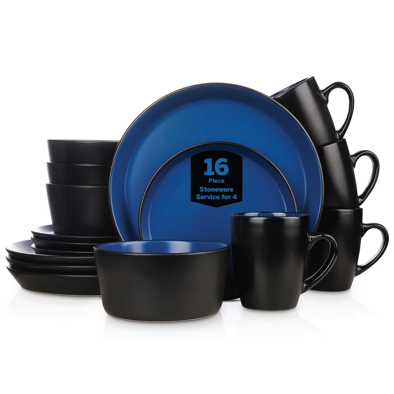 stoneware dinnerware blue black 1