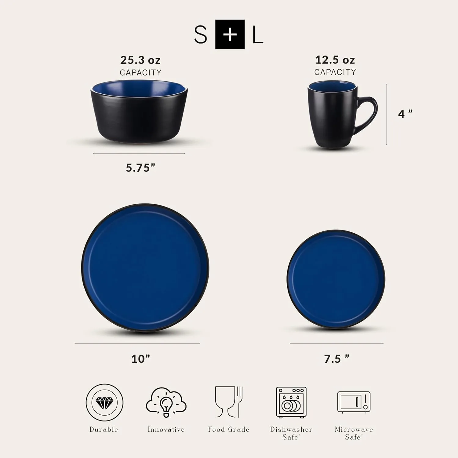 stoneware dinnerware blue black 2