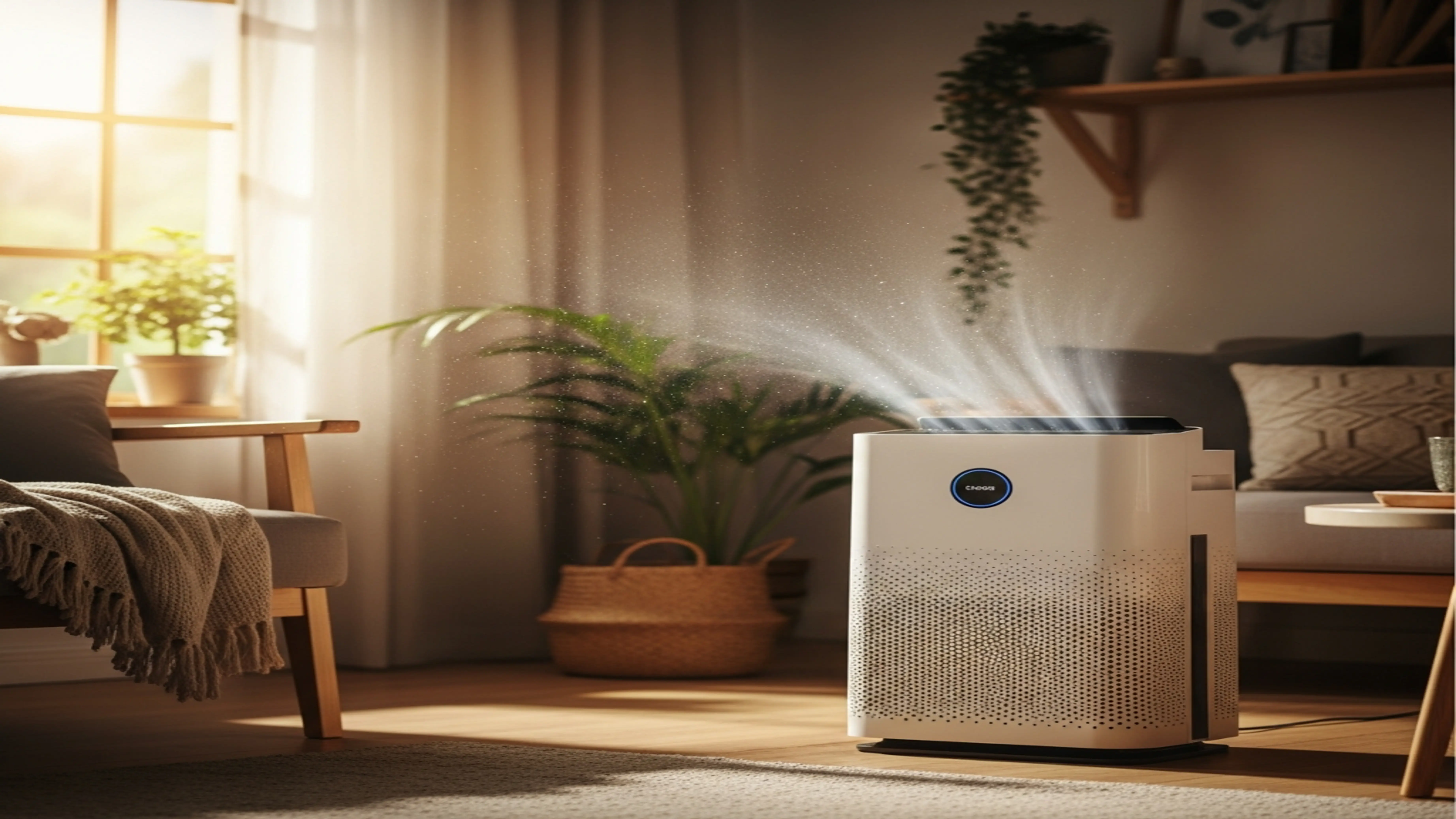 Air purifier providing clean air in a modern home, highlighting the benefits of air purification